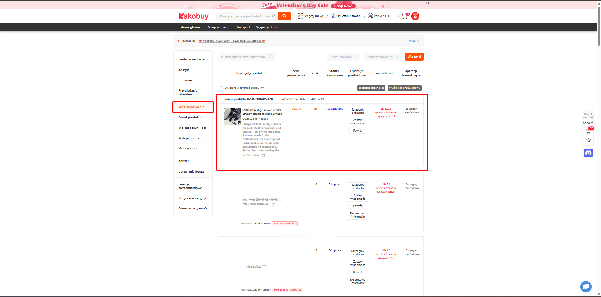 Status zamówienia - Kakobuy repy